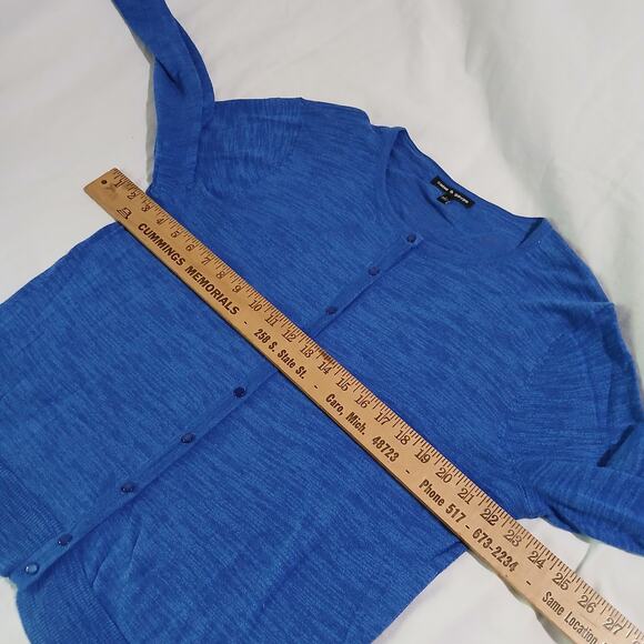 Cable & Gauge Large Royal Blue Cotton Blend Cardigan Sweater Lightweight - Picture 8 of 12